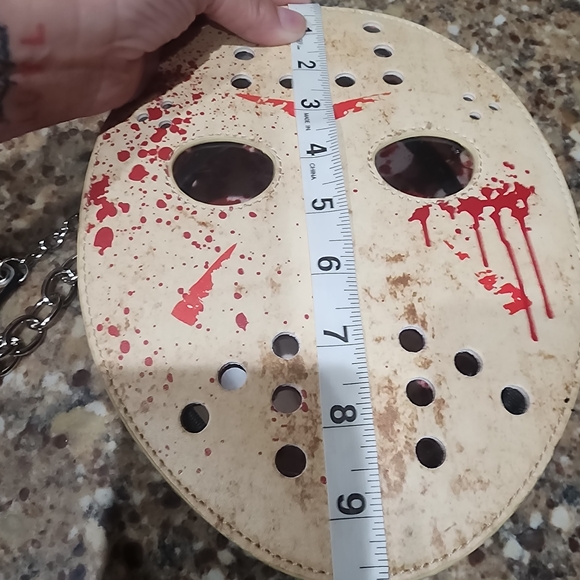 Dolls Kill Mask-Shaped Crossbody Bag in Cream and Red - Picture 6 of 11